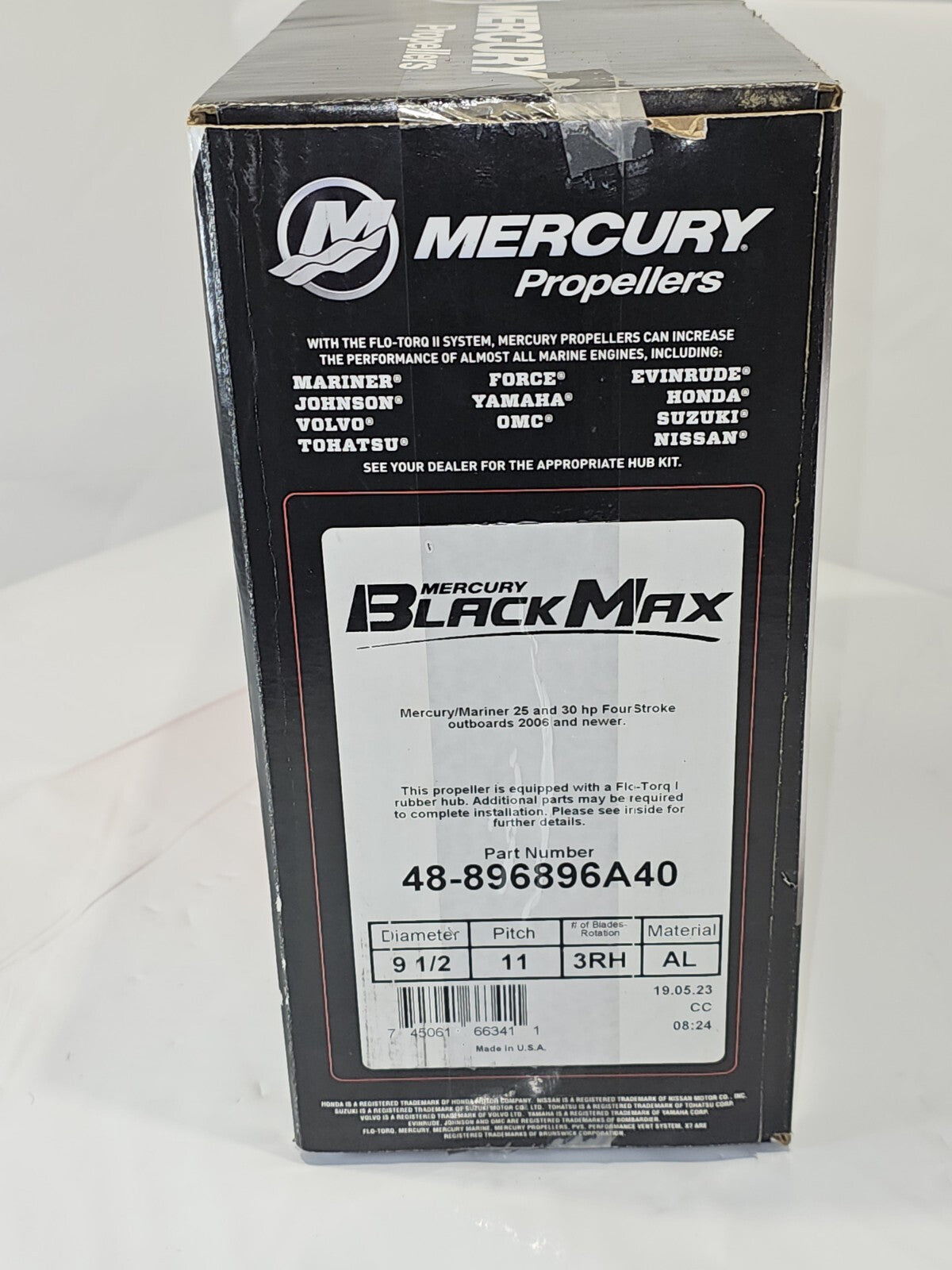 Mercury Marine New OEM Black Max Aluminum Propeller, 9.5x11P, 48-896896A40