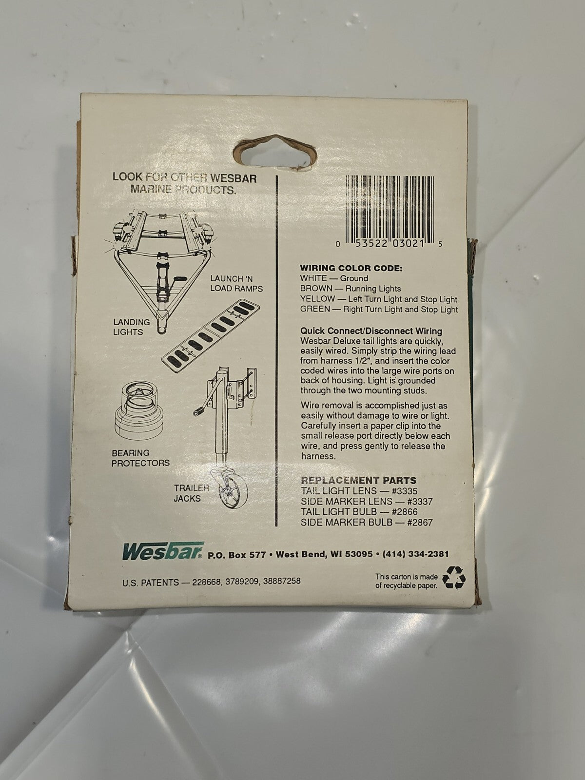 TRAILER TAIL LIGHT Multi-Function Tail Lamp, Left Road Side Wesbar 3021