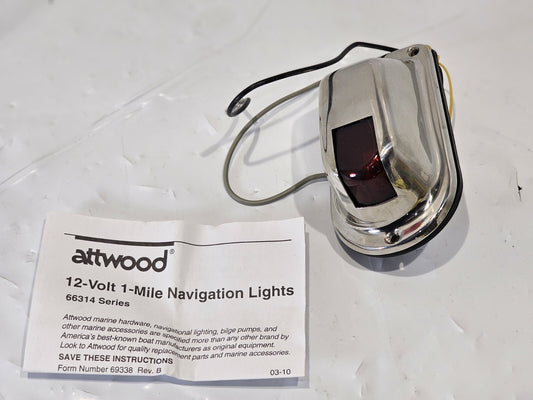 Attwood Marine 66314R7 1-Mile Sidelight Red Vertical Mount