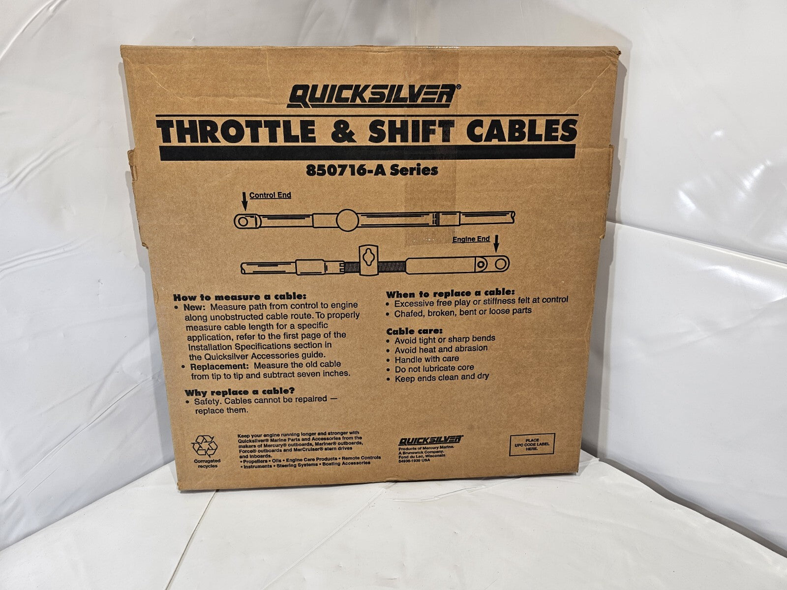MERCURY QUICKSILVER SHIFT & THROTTLE CABLE 850716A 8'
