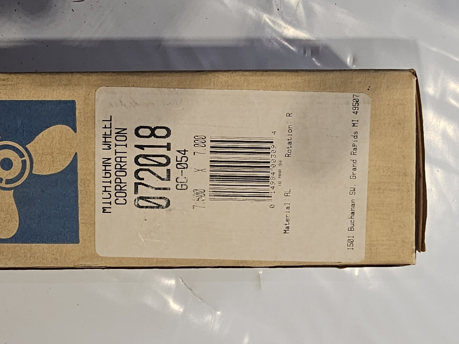 072018 GC54 Michigan Wheel  7.5" x 7" RH Rotation Chrysler/Force/Ward Propeller