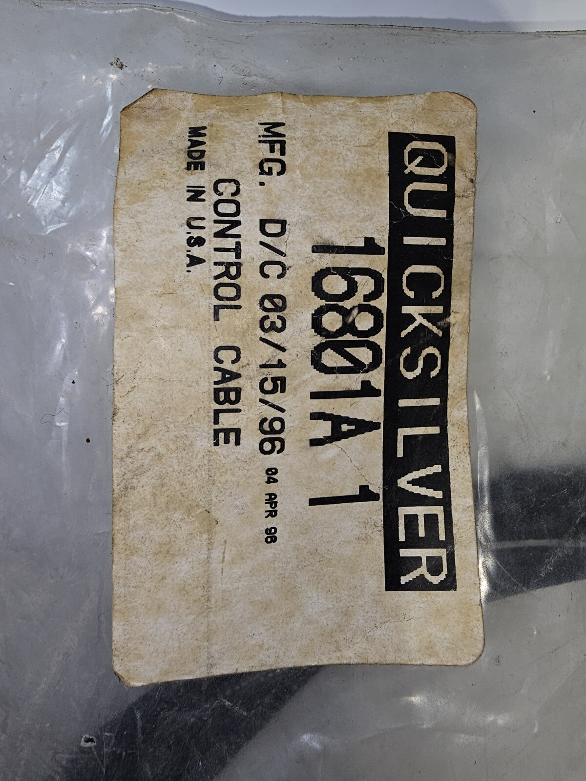 MERCURY QUICKSILVER CONTROL CABLE 8' 16801A3 MARINE BOAT